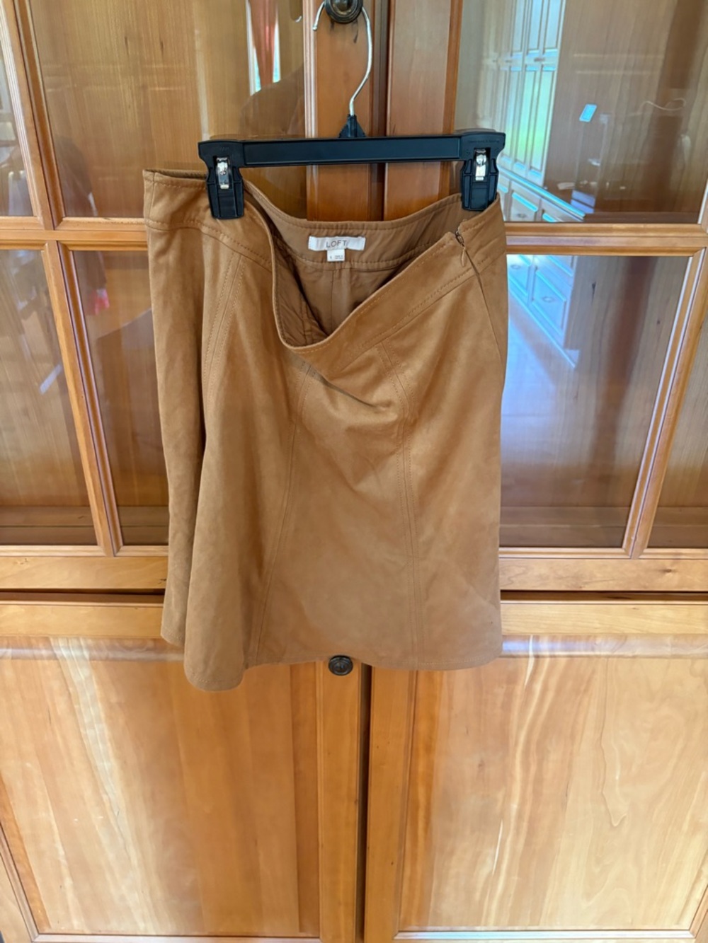 LOFT Camel Suede A-Line Skirt
